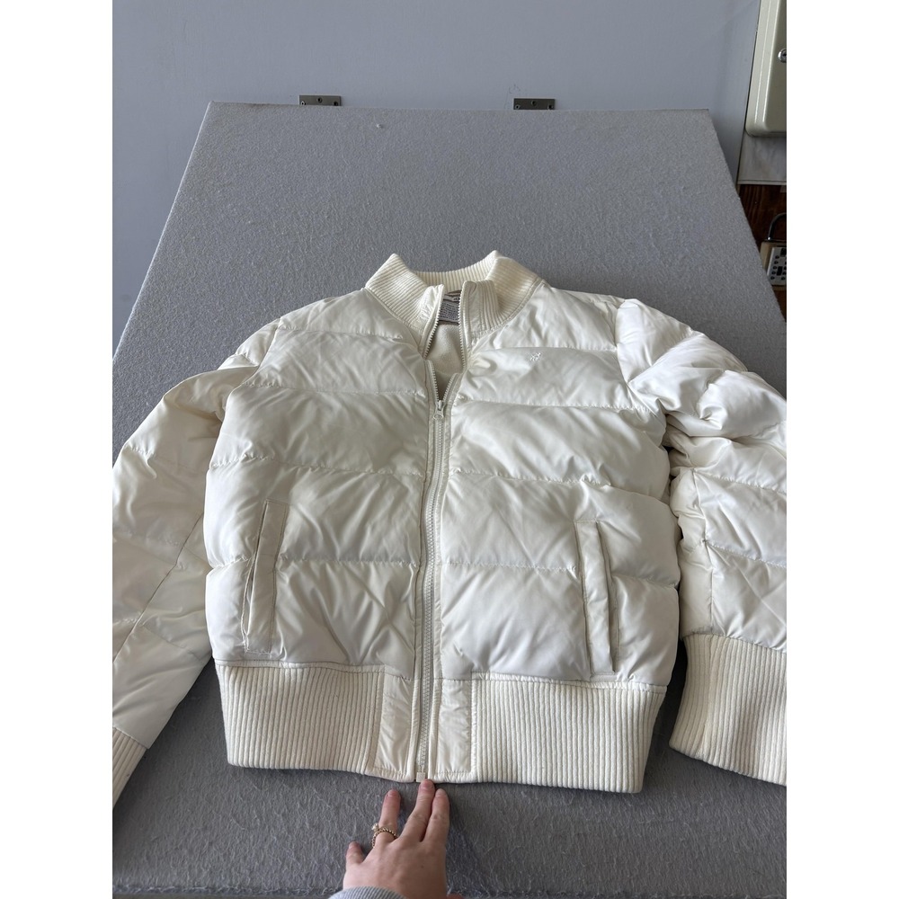 Old Navy Puffer Jacket Womens XL White Frost Free Quilted Bomber Warm Short